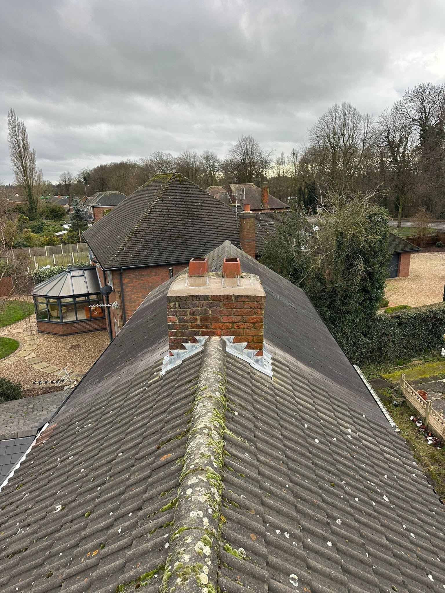 Safe roof access for chimney repairs